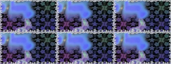 Mavi renklerde. Raster illüstrasyonu. Çiçek buketleriyle klasik tarzda kusursuz desen.