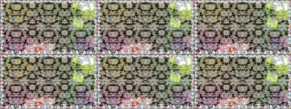 Raster illüstrasyonu. Gri renklere karalamalar çizen kusursuz çiçek deseni.