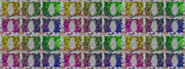 Parlak renkli çiçekleri ve yeşil renkli yaprakları olan kusursuz çiçek desenleri. Moda baskıları için zarif bir şablon. Halk tarzı. Modern çiçek arkaplanı.