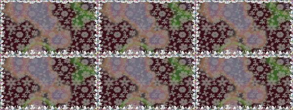 Raster illüstrasyonu. Kahverengi renklere karalamalar çizen kusursuz çiçek deseni.