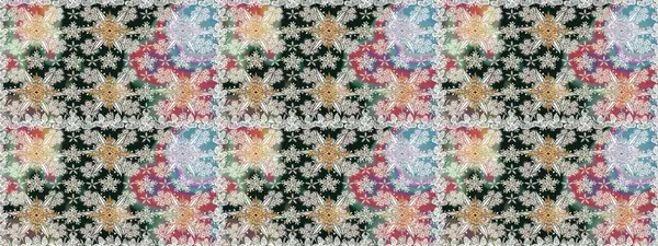 Halk tarzı. Rengarenk çiçekleri ve doğal renklerde yaprakları olan harika, pürüzsüz çiçek deseni. Modern çiçek arkaplanı. Moda baskıları için zarif bir şablon.