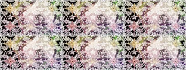 Kusursuz Chichi kumaş deseni. Renkli Bahar Temalı Kusursuz Arkaplan. Düz Çiçek Elementleri Tasarımı. Raster illüstrasyonu. Çiçek deseni.