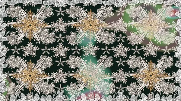 Kusursuz bir arka plan modeli. Raster illüstrasyonu. Suluboya, elle çizilmiş. Gri yapraklı yabani çiçekler.