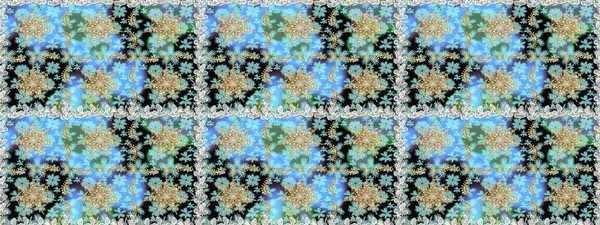 Geleneksel oryantasyon süsü. Raster illüstrasyonu. Klasik klasik klasik arka plan. Kusursuz klasik raster altın desenli. Mavi renklerde, altın elementlerle kusursuz desen.