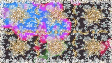 Raster geleneksel, gri renklerde, altın, kusursuz desen. Barok tarzında kusursuz bir doğulu süsü..