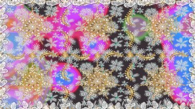 Kusursuz altın desenli bukleler. Altın elementli gri renkler. Raster altın desen. Doğu tarzı arabesk. Raster illüstrasyonu.