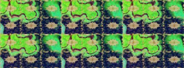 Raster illüstrasyonu. Dekoratif simetri arabesk. Yeşil renkte altın. Doğum günü kartı, davetiye ya da afiş için iyidir. Ortaçağ çiçek desenini çiz..