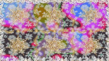 Geleneksel klasik raster altın pürüzsüz desen. Barok tarzında kusursuz bir doğulu süsü. Gri renklerdeki altın elementler.