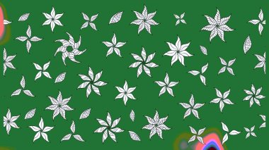 Moda baskısı, albüm, ambalaj kağıdı ve duvar kağıdı için zarif dekoratif süslemeler. Yeşil renkte şirin çiçekler. Küçük çiçekli basit bir çiçek çizimi. Raster illüstrasyonu.