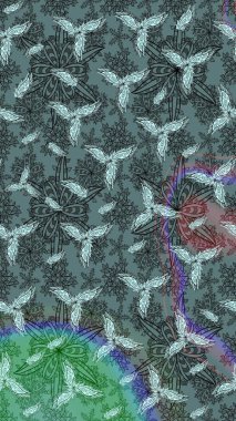 Raster illüstrasyonu. Bahar çiçekleriyle güzel bir çiçek deseni çizmişsin. Güzel kumaş deseni.