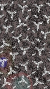 Gri renkli çiçekler. Raster illüstrasyonu. Çiçek süslemeli çizim deseni.