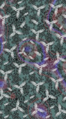 Raster illüstrasyonu. Suluboya çiçekli çiçek deseni. Tarafsız renklerde güzel tekstil.