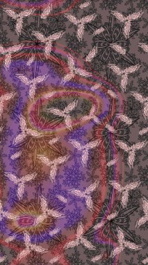 Çiçekli karalama şeklinde Raster çiçek deseni. Kahverengi renkli çiçekler. Yumuşak, bahar çiçekli arka plan.