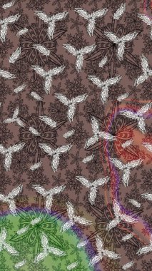 Düz Çiçek Elementleri Tasarım Raster illüstrasyonu. Çiçekli çiçek deseni, suluboya. Kahverengi renkli çiçekler. Renkli Bahar Teması Eskiz Şablonu.