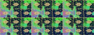 Altın desenli çiçek dekoru. Doğu tarzı element. Davetiyeler, kartlar, web sayfası için Raster illüstrasyon. Yeşil renklerdeki altın element. Tasarım şablonu için çizgi çizimi sınırı.