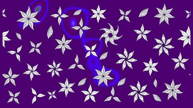 Moda baskıları için zarif bir şablon. Modern çiçek arkaplanı. Halk tarzı. Parlak renkli çiçekleri ve mor renkli yaprakları olan harika bir çiçek deseni..