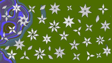 Eski usul. Raster illüstrasyonu. Eskiz geçmişi. Kumaş, tekstil, duvar kağıdı baskısı için. Tomurcukları papatya çiçekleri olan sevimli bir çiçek deseni. Miles Fleur, dandik süs.