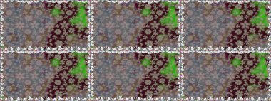 Kahverengi renkli çiçekler. Kumaş desenli papatya çiçekleri ayrıntıları.