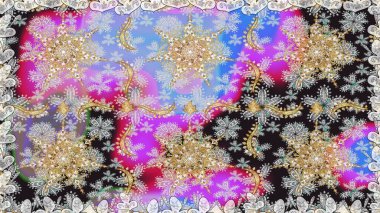 Klasik çiçek dokusu. Raster illüstrasyonu. Altın şablon. Kusursuz desenli altın elementler. Gri renkli Royal retro. Kart, duvar kağıdı, ambalaj, tekstil için klasik tasarım.