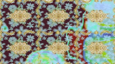 Soyut bir arkaplan çiz. Oriental raster klasik nötr ve altın desenli. Raster illüstrasyonu.
