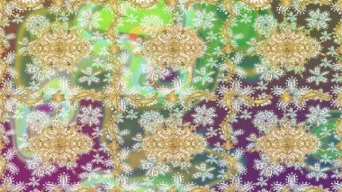 Doğulu stil, altın elementlerle altın rengi nötr renkte arabesk yapar. Kıvrımlı çizimler. Raster altın desen.