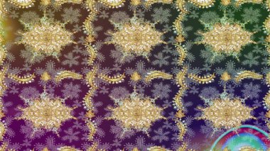 Doğu tarzı element. Davetiyeler, kartlar, web sayfası için Raster illüstrasyon. Tarafsız renklerde altın element. Tasarım şablonu için çizgi çizimi sınırı. Altın çizgili çiçek dekoru.