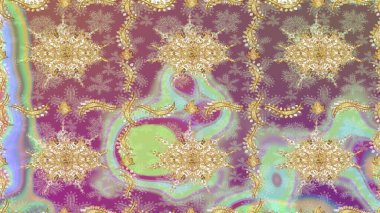 Geleneksel klasik altın desen. Barok tarzında eskiz oryantal süsü. Raster oryantal süs. Altın elementlerle nötr renklerde altın desen.