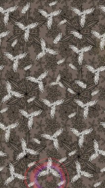 Vadinin çiçekleri kahverengi renklerde. Çiçeksel çizim kalıbının çizimi.