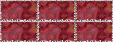 Renkli Bahar Temalı Kusursuz Arkaplan. Düz Çiçek Elementleri Tasarımı. Çiçekli, kusursuz bir arkaplan. Çocuk stili.