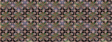 Kahverengi renkli çiçekler. Hediye ambalaj kağıdı, tebrik kartları, posterler ve pankart tasarımı. Raster düz çiçekleri pürüzsüz desen.