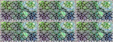 Kumaş, duvar kağıdı ve kağıt üzerine baskı yapmak için gelişen arka plan. Moda arka planında parlak buketler. Raster illüstrasyonu. Sevimli, pürüzsüz desenli, bağbozumu tarzında küçük bir çiçek..