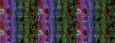 Yeşil yeşile. El çizimi çiçek unsurları olan soyut çizim raster deseni. Retro tekstil tasarım koleksiyonu. Çiçekli ipek eşarp. 1950 'ler-1960' lar motifleri.