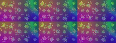 Suluboya çiçekli çiçek deseni. Mor renkli Asya tekstili. Raster illüstrasyonu.