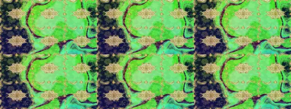 Yeşil renklerdeki altın element. Tasarım şablonu için çizgi çizimi sınırı. Altın desenli çiçek dekoru. Davetiyeler, kartlar, web sayfası için Raster illüstrasyon. Doğu tarzı ögesi.