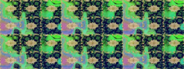 Altın desenli çiçek dekoru. Doğu tarzı element. Davetiyeler, kartlar, web sayfası için Raster illüstrasyon. Yeşil renklerdeki altın element. Tasarım şablonu için çizgi çizimi sınırı.