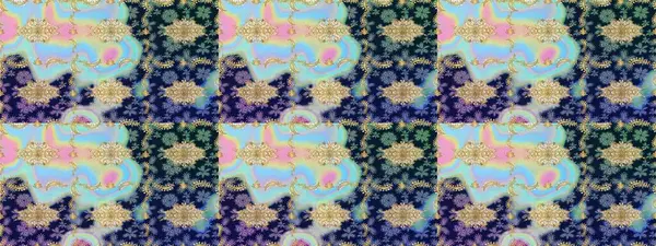 Klasik raster mavisi ve altın desenli çizim. Klasik klasik klasik arka plan. Geleneksel oryantasyon süsü.