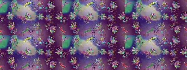 Yapraklı kusursuz desen. Şirin, zarif çiçekler Raster illüstrasyonu. Poster ya da kapak için arka plan. Tekstil için figür. Davetiye ve kartpostal tasarımı için dekoratif çiçek unsurları.