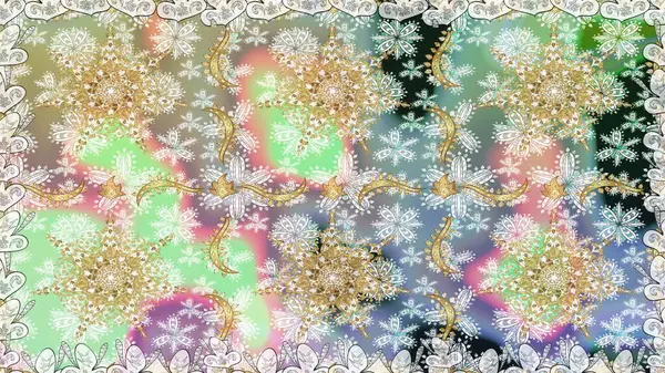 Doku arka planında altın duvar kâğıdı. Damask kusursuz yinelenen arkaplan. Tarafsız renklerde altın element. Barok tarzında altın çiçekli süs..