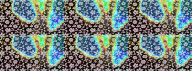 Mavi renkli çiçekler. Elle boyanmış suluboya resim çizimi çiçekler ve bitkiler.