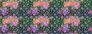 Çiçekli karalama şeklinde Raster çiçek deseni. Raster illüstrasyonu. Gri renkte bahar çiçekleri..