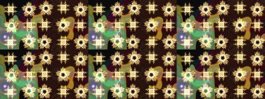 El çizimi. Raster illüstrasyonu. Çiçekli, yapraklı, çiçek desenli çizim..