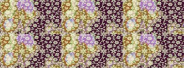 Tarafsız renklerde etnik çiçeklerle süslenmiş zarif bir eskiz. Asya Tekstil 'inde Raster Çiçek İllüstrasyonu.