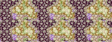 Renkli Bahar Teması eskiz kalıbı. Raster illüstrasyonu. Asya tekstil tarzında. Çiçek desenli çizim. Düz Çiçek Elementleri Tasarımı. Güzel kumaş deseni.