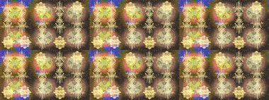 Bokeh kahverengisi, bej rengi, nötr ve kar taneleriyle dekoratif Noel arkaplanı. Raster illüstrasyonu.