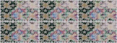 Renkli Bahar Temalı Kusursuz Arkaplan. Düz Çiçek Elementleri Tasarımı. Gri renkli çiçekler. Raster illüstrasyonunda kusursuz çiçek deseni.