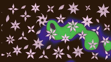 Düz Çiçek Elementleri Tasarımı. Kahverengi renkli çiçekler. Raster illüstrasyonundaki çiçek desenli çizim. Renkli Bahar Teması çizim şablonu.