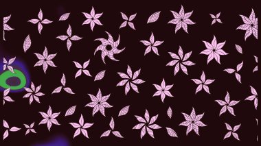 Raster Floral Illustration, Asyalı tekstil. Kahverengi renkli etnik çiçeklerle zarif bir eskiz deseni..