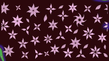 Dallı bahar çiçekleriyle desen, kahverengi renklerle çiçek siluetiyle desen. Raster deseni.