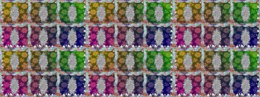 Yeşil renkte etnik çiçeklerle kusursuz bir desen. Asya Tekstil 'inde Raster Çiçek İllüstrasyonu.