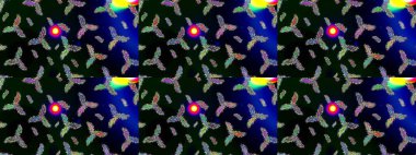 Güzel soyut kar tanesi raster tasarımı. Düz kar karalama ikonları, kar taneleri silueti siyah, mavi ve yeşil renklerde Noel afişi, kartlar. Yeni yıl kar tanesi.